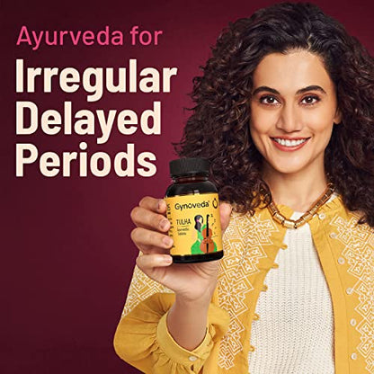 Gynoveda Delayed Irregular Periods Ayurvedic Medicine, 25 Premium Herbs | TULHA 1 Bottle 120 Tablets, Pack of 120gm