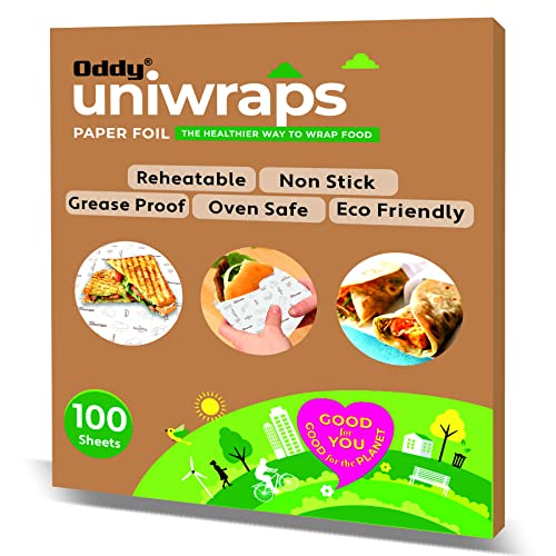 Oddy Uniwraps Food Wrapping Paper Sheets | Wrap Roti, Parantha, Sandwich, Burger & More! Keep Food Safe & Fresh | 10x12 Inches, Pack of 100 Sheets