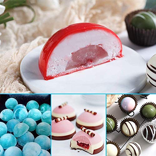 Zollyss 24 Cavity Silicone Half Round Chocolate Ice Mold Decorating Tools for Dessert Mousse(Pack of 1,Color:Multi)