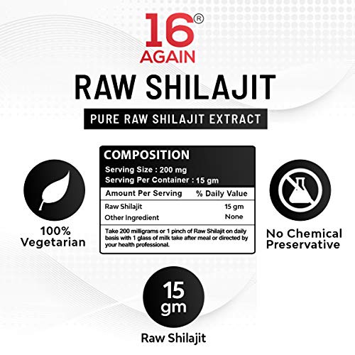 16 Pure Ayurvedic Raw Shilajit/ Shilajeet Resin for General Weakness, Power, Strength & Stamina for Men & Women- 15 grams