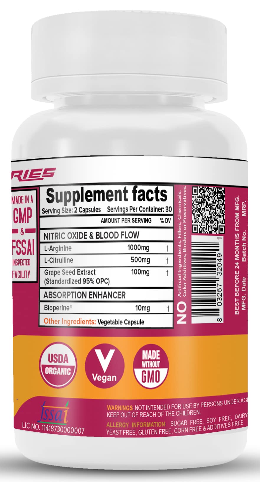 Nutrija L-ARGININE AND L-CITRULLINE COMPLEX™ (60 Capsules)- image 7