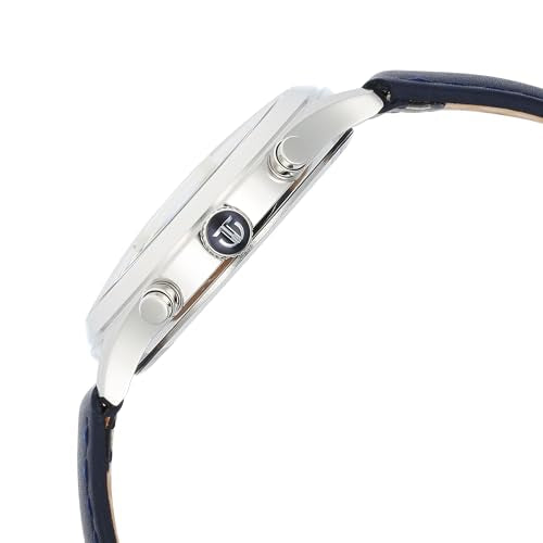 Titan Sapphire Quartz Multifunction Silver Dial Leather Strap Watch for- image 6