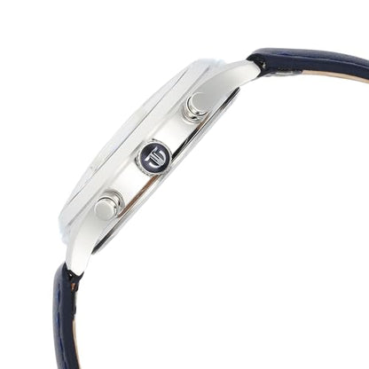 Titan Sapphire Quartz Multifunction Silver Dial Leather Strap Watch for- image 6