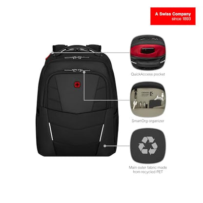 WENGER Altair 15.6" Laptop Backpack, Black, 22 Litres, Swiss Designed, 653186