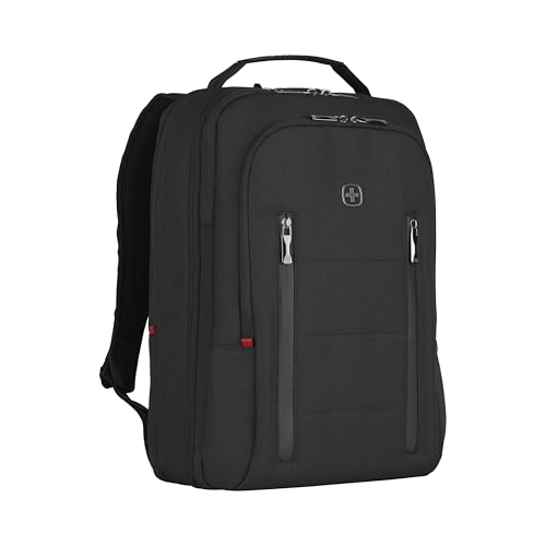 WENGER CITY TRAVELER Laptop Backpack for 16 Inch Laptop & 12 Inch Tablet Pocket, Doubles as an overnighter in Black (16 Litre), Swiss designed, 606490