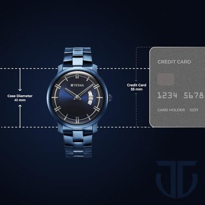 Titan Classic Distincta Blue Dial Analog with Date Stainless Steel Stra- image 6