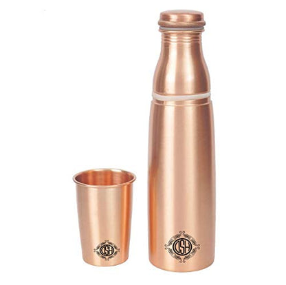 DSH Presents Copper Bottle with Glass,Designer and Stylish Printed Art Work | Bottle 950 ML | Glass 250 ML.