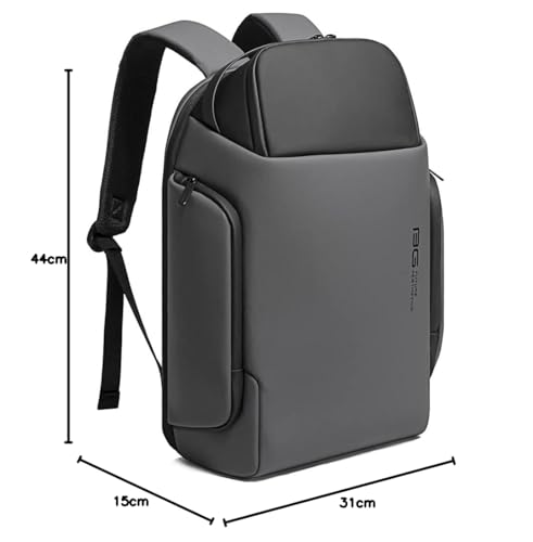 BANGE Water Resistant Polyester Unisex 15.6 inch Travel Laptop Backpack with USB Port (Grey)