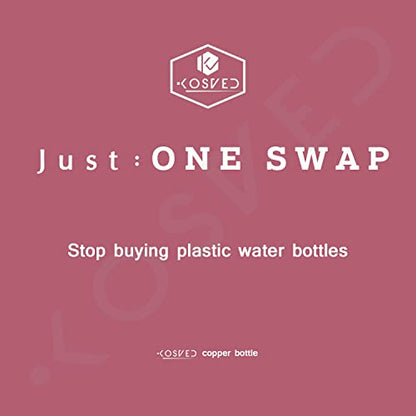 KOSVED Pure Copper Jasmine Antique Plain Water Bottle, 100% Copper, Lea- image 3