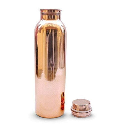 Antique Collection Printed Copper Water Bottle,Joint less,Leak-proof,Lacquer Coated,1Litre,100% Pure Copper, Set of 1,(H 10.8 * W 2.8 Inches)