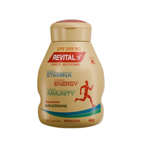 Revital H Multivitamin For Men (60 Capsules) With Natural Ginseng, Zinc, 10 Vita