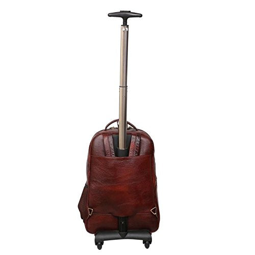 C COMFORT Leather Backpack Bag for Men and Women | Brown Trolley Backpack | Shoulder Backpack