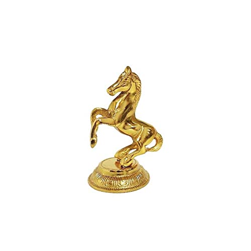 KridayKraft Golden Finish Jumping Horse Metal Statue for Wealth, Income- image 4