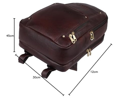 DORPER MONEYHILL Leather Executive Office Backpack Water Resistant Anti Theft Laptop Backpack Professional Bag For Men Women-24 Litres Capacity (Dark Brown, Leather)