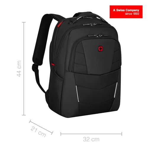 WENGER Altair 15.6" Laptop Backpack, Black, 22 Litres, Swiss Designed, 653186