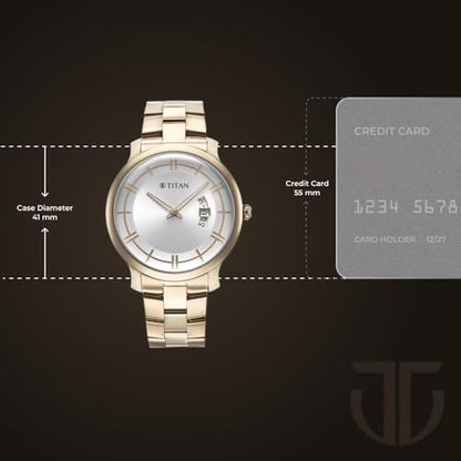 Titan Classic Distincta Quartz Analog with Date Silver Dial Rose Gold S- image 6