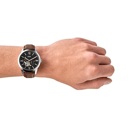 Fossil Men Leather Townsman Analog Black Dial Watch -Me3061, Band Color-Brown