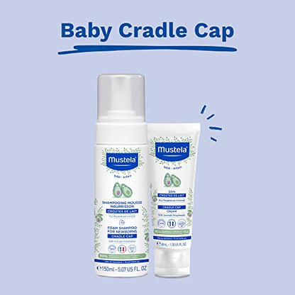 Mustela Baby Cradle Cap Cream 40ml - Newborn Safe - with Natural Avocado - Paraben Free & Fragrance Free