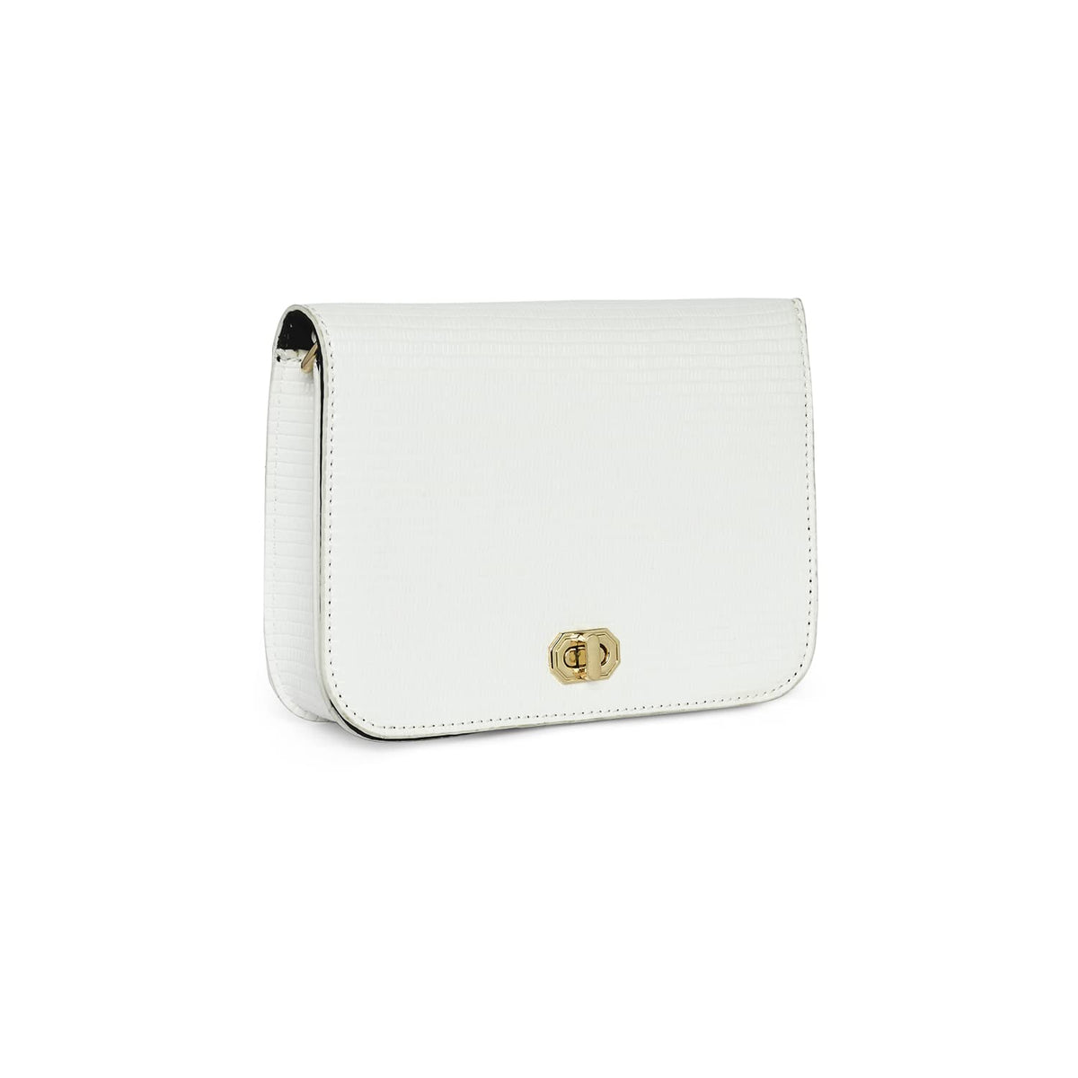 Accessorize London Women's Faux Leather Woven Chain White Evie Sling Bag