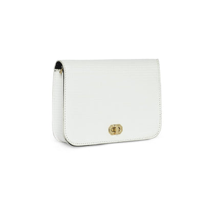 Accessorize London Women's Faux Leather Woven Chain White Evie Sling Bag
