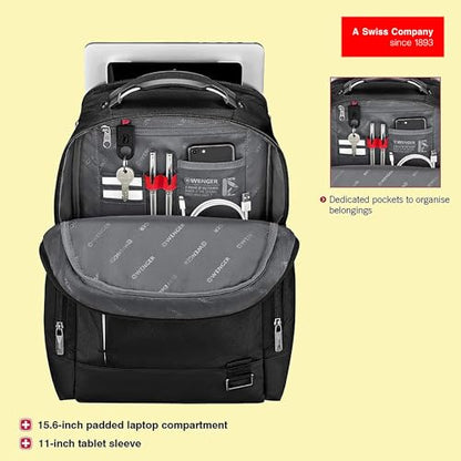 WENGER, Reload 15.6 Inches Laptop Backpack, 25 liters, Black, 612341, Travel Bag