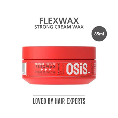 Schwarzkopf Professional OSiS+ Flexwax Strong Hair styling Cream Wax I Provides grip and natural shine I Easy to Apply and Wash | Medium Hold | Matte Finish with Volume | Suitable of all Hair types | For men and Women | 85 ml