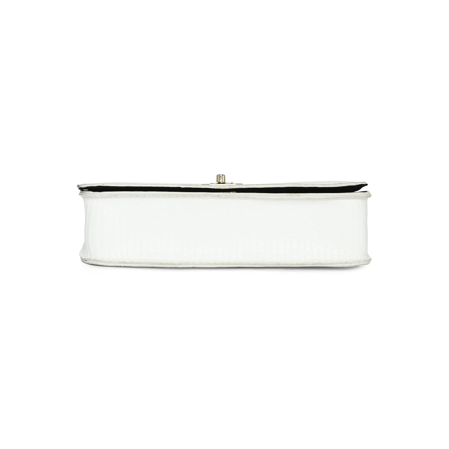 Accessorize London Women's Faux Leather Woven Chain White Evie Sling Bag