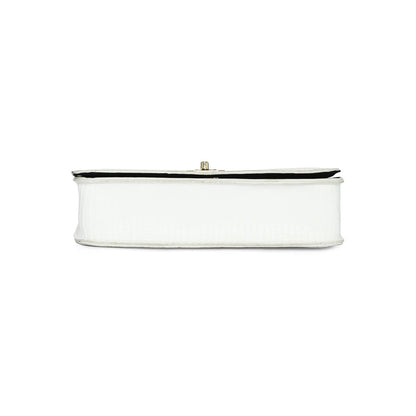 Accessorize London Women's Faux Leather Woven Chain White Evie Sling Bag