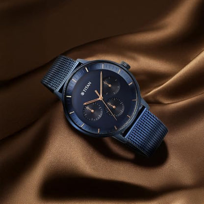 Titan Modern Classics Blue Dial Quartz Multifunction Stainless Steel St- image 8