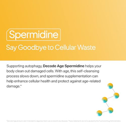 Decode Age Spermidine Supplement|Supports Autophagy,Immunity,Skin & Hair Health,Heart Health|10 Mg,60 Capsules,Vegan,1 Count
