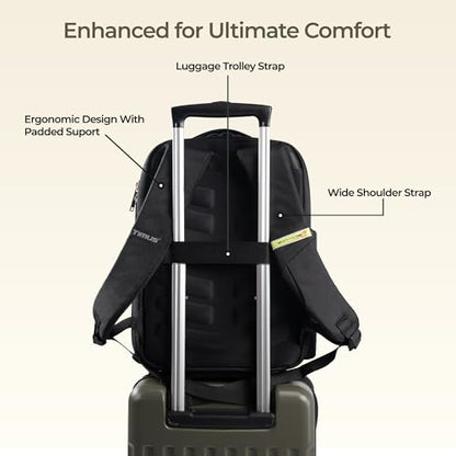 Timus Harvard Black Professional Laptop Backpack for Men & Women 18 L | Water Resistant | Premium Polyester Build with USB Port, Anti-Theft & Trolley Sleeve
