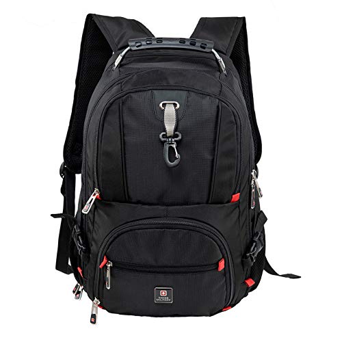 SWISS MILITARY Combo of Laptop Backpack, Travel Backpack for Men, Women, Kids, Bagpacker Bag for Men, Black, 31L, 1 & Foldable Backpack, Space Saving Design, Lightweight Foldable Bag, 13.2L, Black, 1
