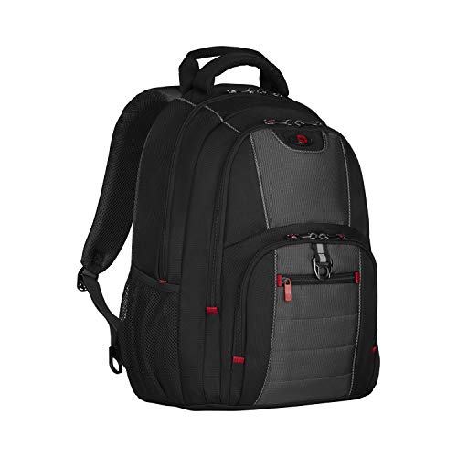 WENGER PILLAR 16 Inch Laptop Backpack, Triple Protect Compartment with Case-Stabilising Platform in Black/Grey (25 Litre), Swiss designed, 600633