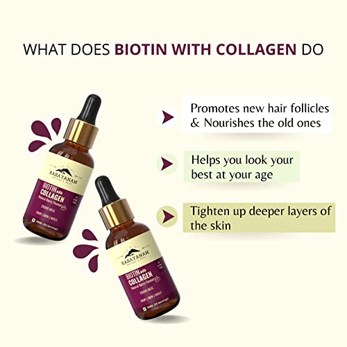 Rasayanam Liquid Biotin & Collagen For Hair Growth Pack Of 2 (Sugar-Free Berry Flavour) | Supports Glowing Skin, Hair Growth Stronger Than Tablets & Capsules | For Men & Women, 100 Ml