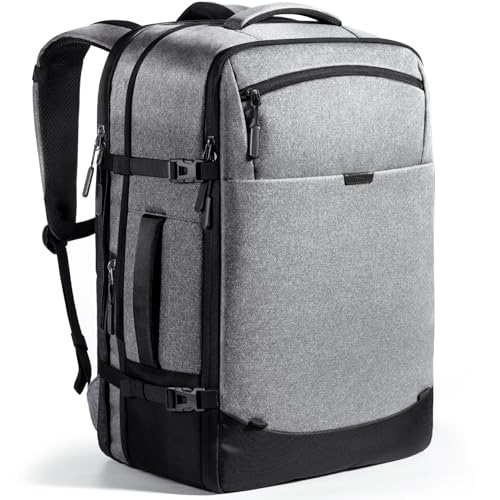 Inateck 20-46.2 L Travel Backpack, Expandable Hand Luggage Backpack for Men Women Laptop Backpack Splashproof Compatible 14/17.3 Inch Laptop and 12.9 Inch iPad for Weekender, gray, 46.2 L, Casual