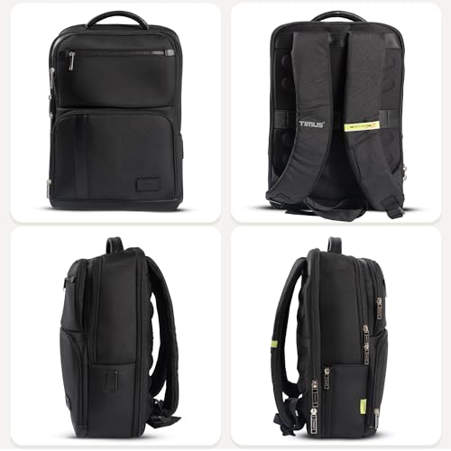 Timus Harvard Black Professional Laptop Backpack for Men & Women 18 L | Water Resistant | Premium Polyester Build with USB Port, Anti-Theft & Trolley Sleeve