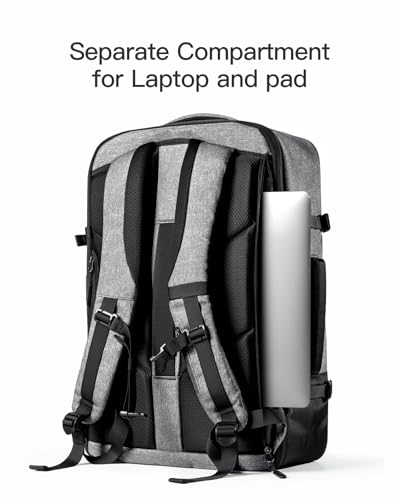 Inateck 20-46.2 L Travel Backpack, Expandable Hand Luggage Backpack for Men Women Laptop Backpack Splashproof Compatible 14/17.3 Inch Laptop and 12.9 Inch iPad for Weekender, gray, 46.2 L, Casual
