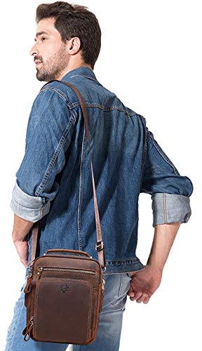 Contacts Unisex Genuine Leather Messenger/Crossbody/Sling Bag (Hunter Brown) Compatible with I PAD & Mini Laptop or Tablet upto 9 Inches