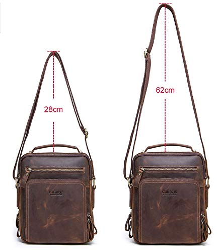 Contacts Unisex Genuine Leather Messenger/Crossbody/Sling Bag (Hunter Brown) Compatible with I PAD & Mini Laptop or Tablet upto 9 Inches