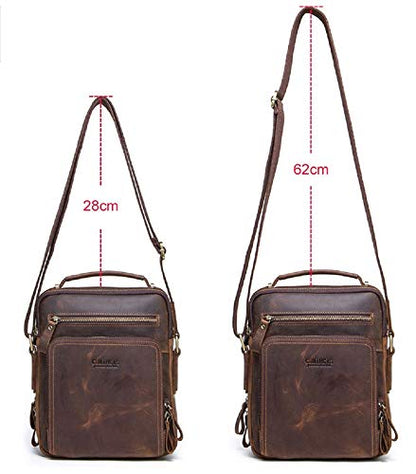 Contacts Unisex Genuine Leather Messenger/Crossbody/Sling Bag (Hunter Brown) Compatible with I PAD & Mini Laptop or Tablet upto 9 Inches