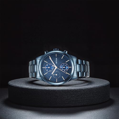 Titan Neo Splash Quartz Multifunction Midnight Blue Dial Metallic Blue- image 12