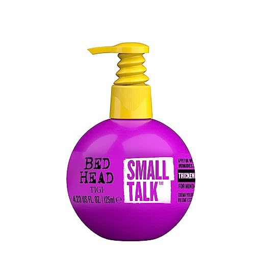 Bed Head TIGI Small Talk Hair Thickening Cream for Fine, Thin & Flat Hair, Builds up Body & Hair Volume, Leave-In Hair Styling Cream For Frizzy Hair, Salon-like Finish, Retains Hair Moisture & Prevents Fly-Aways, Volumizing Cream for Thicker-Looking Hair,