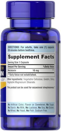 Puritan's Pride Super Strength Rapid Release Capsules Melatonin 10 mg -- image 2