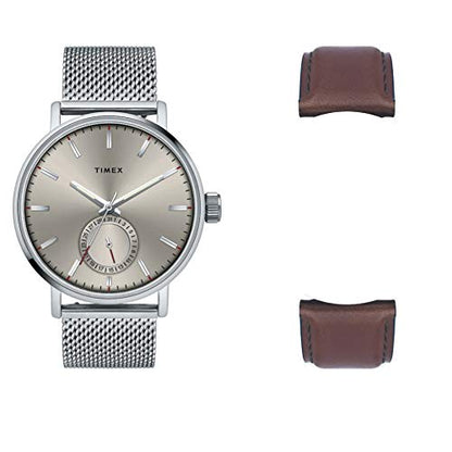 TIMEX Analog Watch for man with Grey Round Dial & Silver Stainless Steel Bracelet Band Water Resistant Men's Wrist Watches - TWEG20000