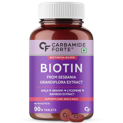 Carbamide Forte Biotin for Hair Growth with Amla, Brahmi & Bamboo Extract - 90 V