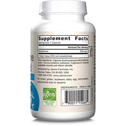 Jarrow Formulas Glutathione Reduced 500 Mg - 120 Capsules- image 2