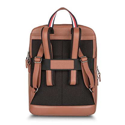 Tommy Hilfiger Prudence Unisex Leather 14 inch Laptop Backpack Tan