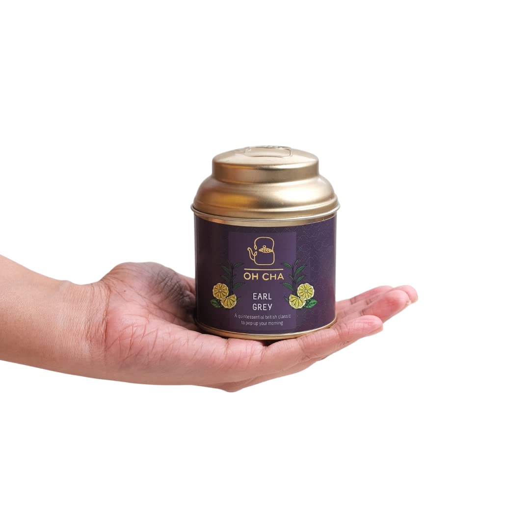 OH CHA - Earl Grey Tea | 35gms, Assam Tea Orthodox blended with 100% Natural Bergamot Extract & Blue Cornflower | Rich in Antioxidants, Supports Heart Health | Malty Black Tea, Fruity Muscatel Aroma