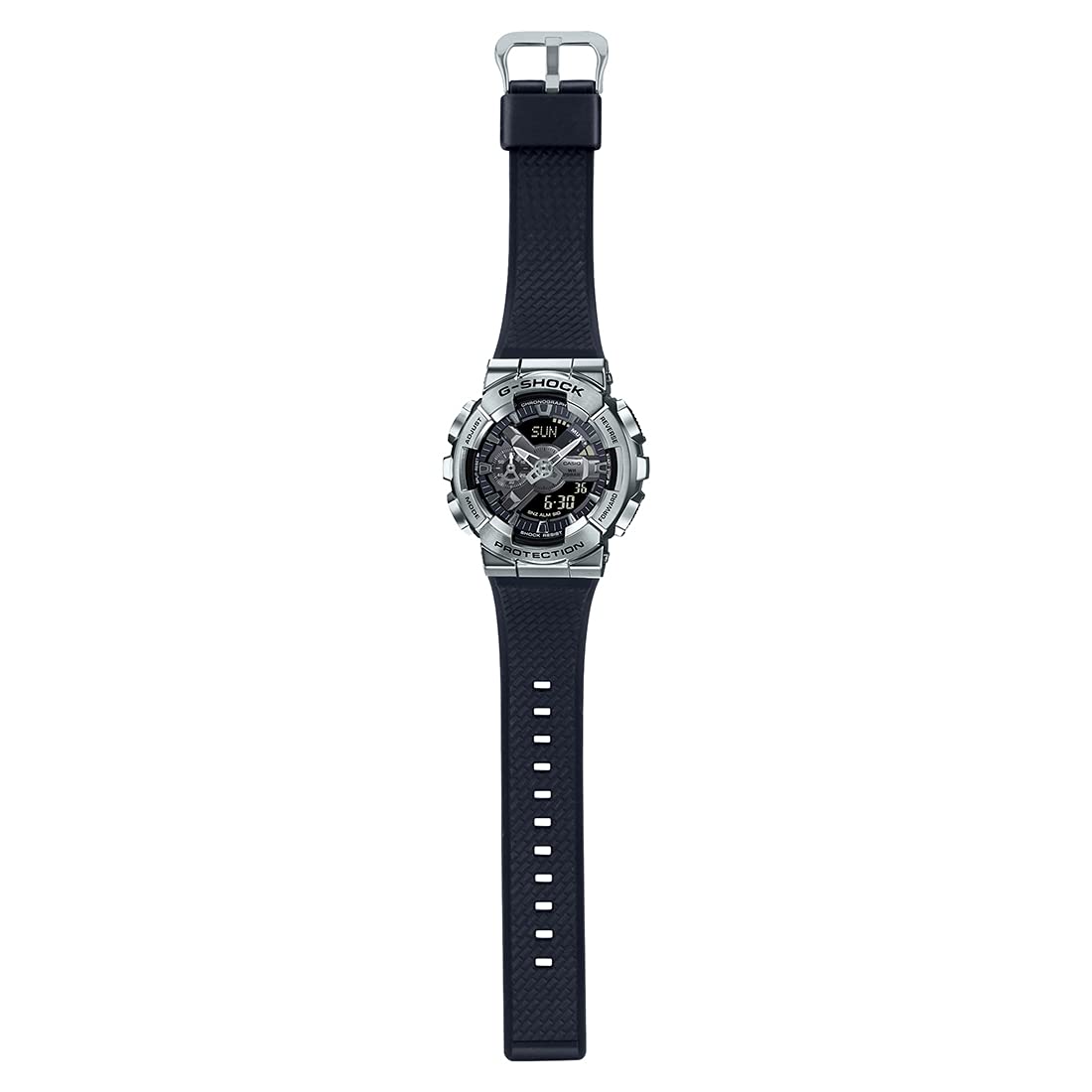 Casio G-Shock GM-110-1ADR Silver Analog-Digital Dial Black Resin Strap Men's Watch Shock And 200M Water Resistant G1051