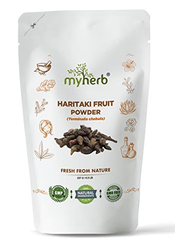 MYHERB 100% Natural Organic Haritaki Powder || 227 Gm/0.5 Lbs || Terminalia Chebula || Ayurvedic Herb || Support Healthy Elimination || For Men & Women-